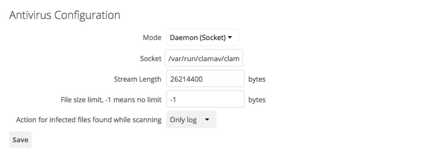 Antivirus socket configuration